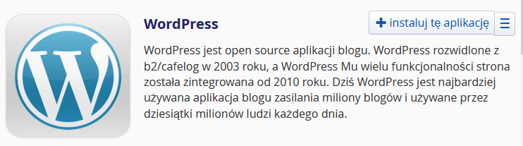 Przycisk Instaluj Wordpress